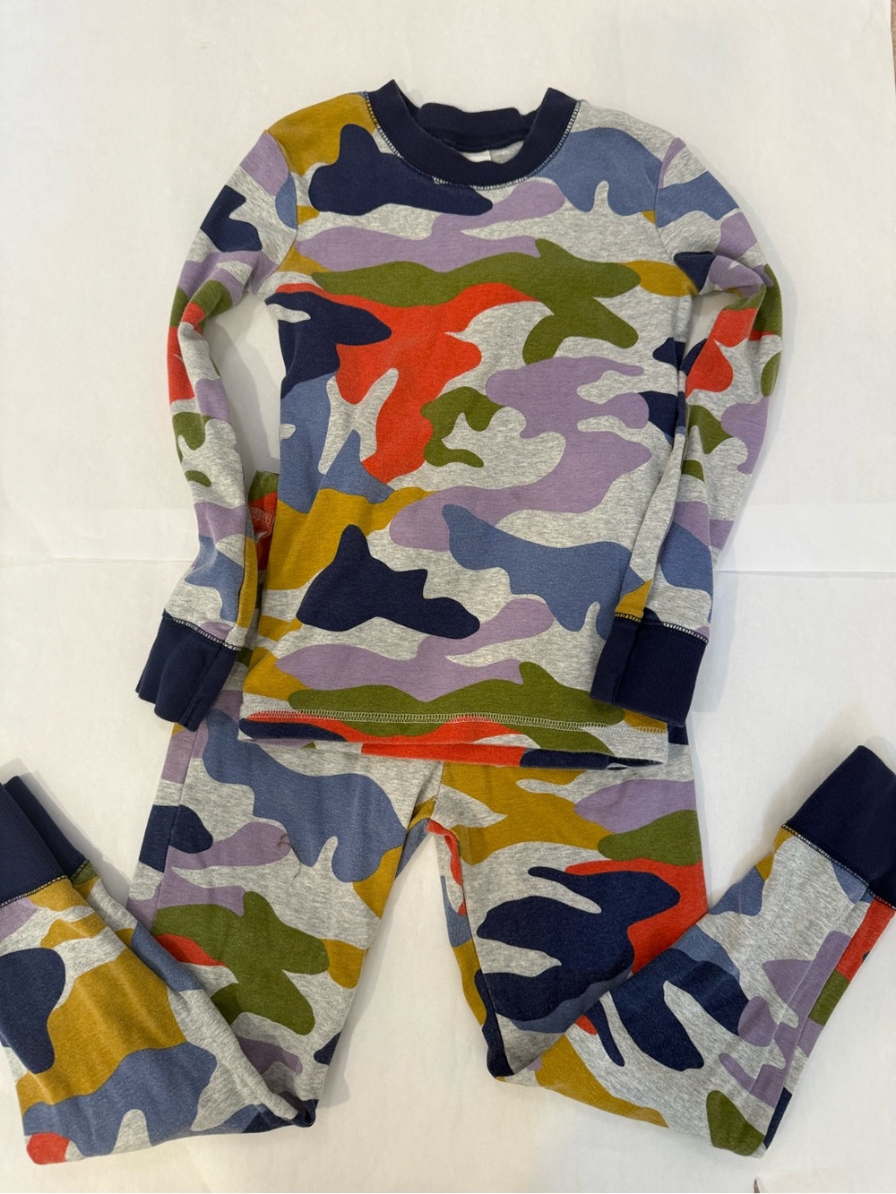 Mini Boden Camo Print Pajama Set - Multi Color Size 7